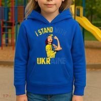 Wo I Stand With Ukrain Support Ukraine Flag Cute Gift Kids Hoodie thumb 3