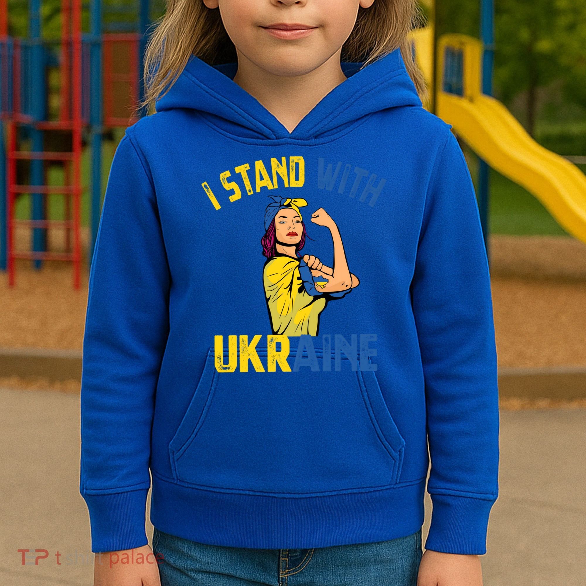 Wo I Stand With Ukrain Support Ukraine Flag Cute Gift Kids Hoodie