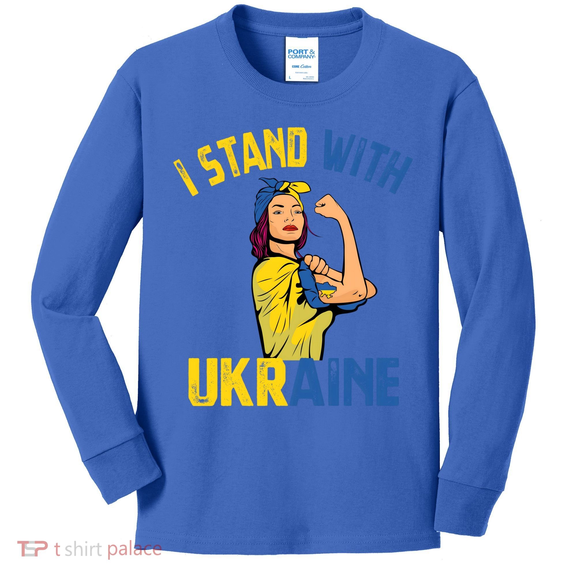 Wo I Stand With Ukrain Support Ukraine Flag Cute Gift Kids Long Sleeve Shirt