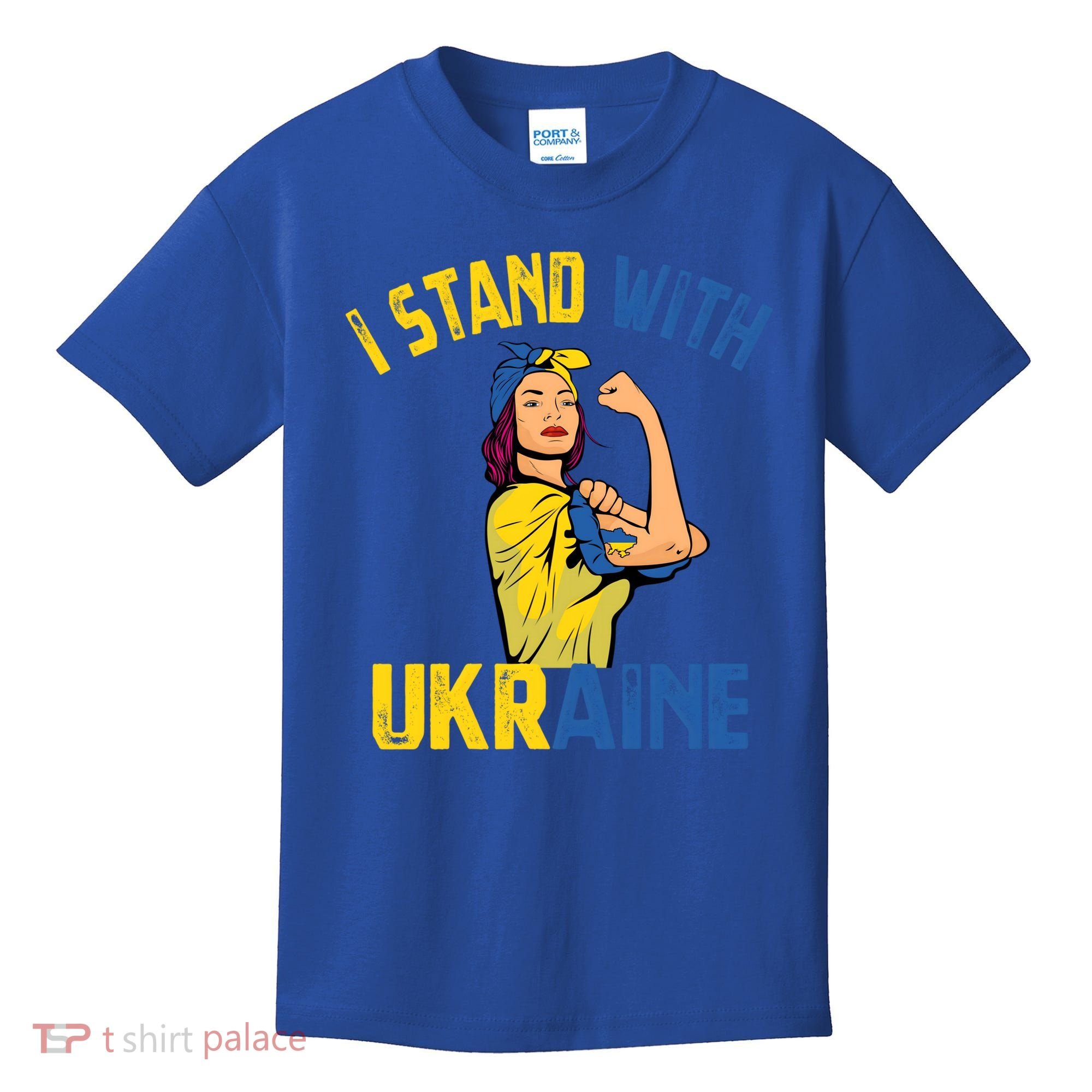 Wo I Stand With Ukrain Support Ukraine Flag Cute Gift Kids T-Shirt