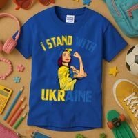 Wo I Stand With Ukrain Support Ukraine Flag Cute Gift Kids T-Shirt thumb 3