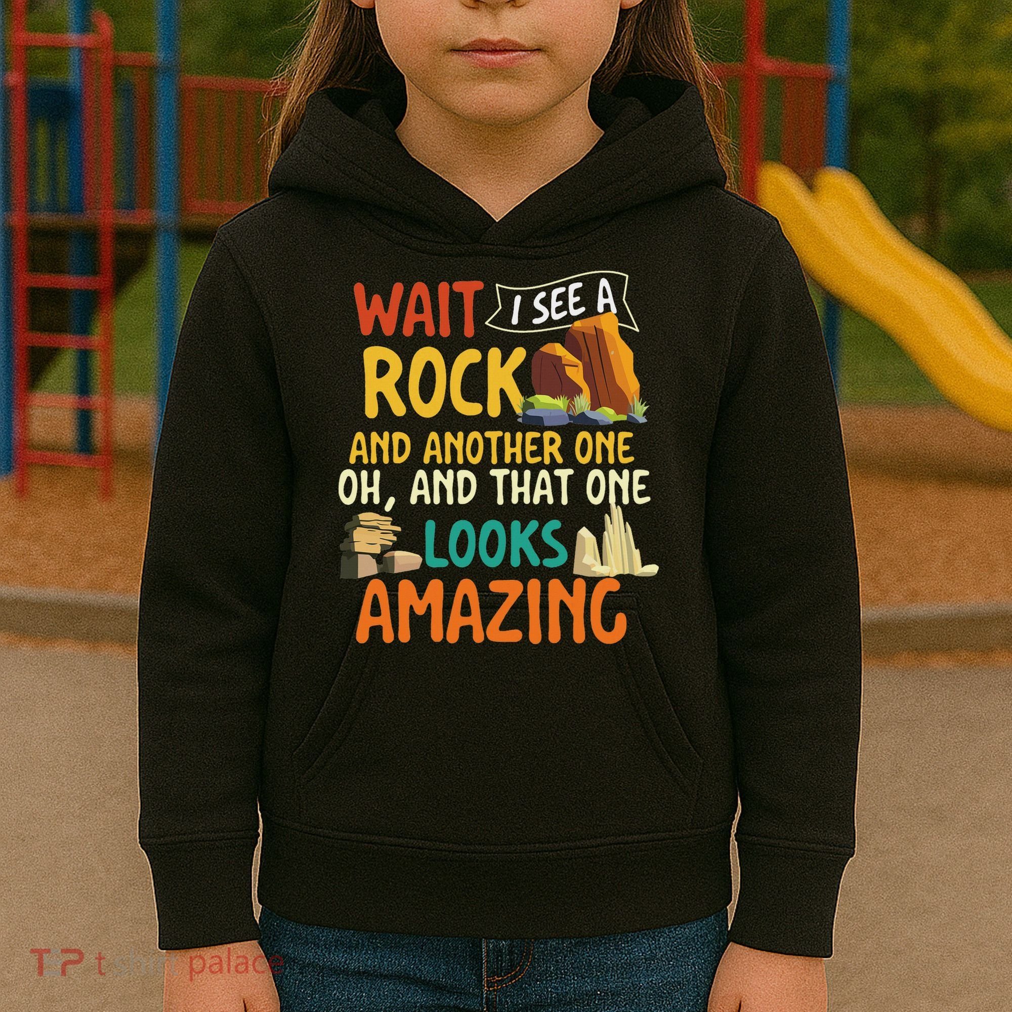Wait I See A Rock Rock Collector Geode Hunter Geology Kids Hoodie