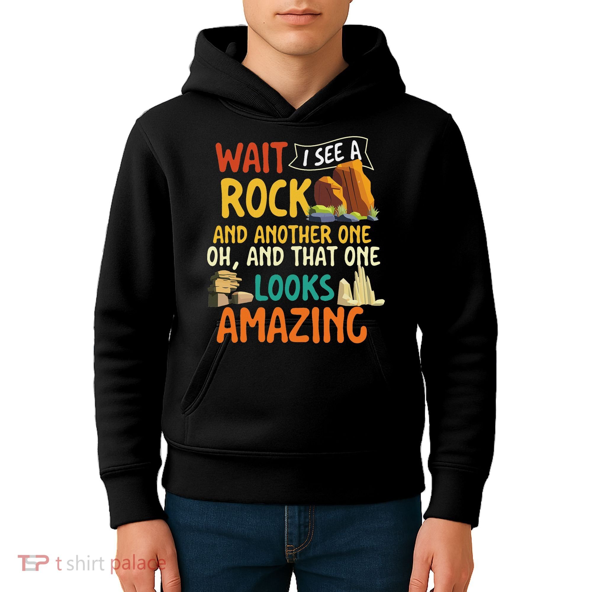 Wait I See A Rock Rock Collector Geode Hunter Geology Kids Hoodie
