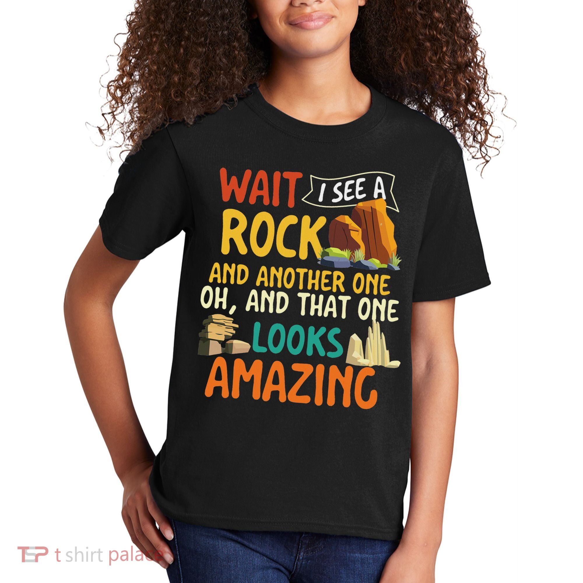 Wait I See A Rock Rock Collector Geode Hunter Geology Kids T-Shirt