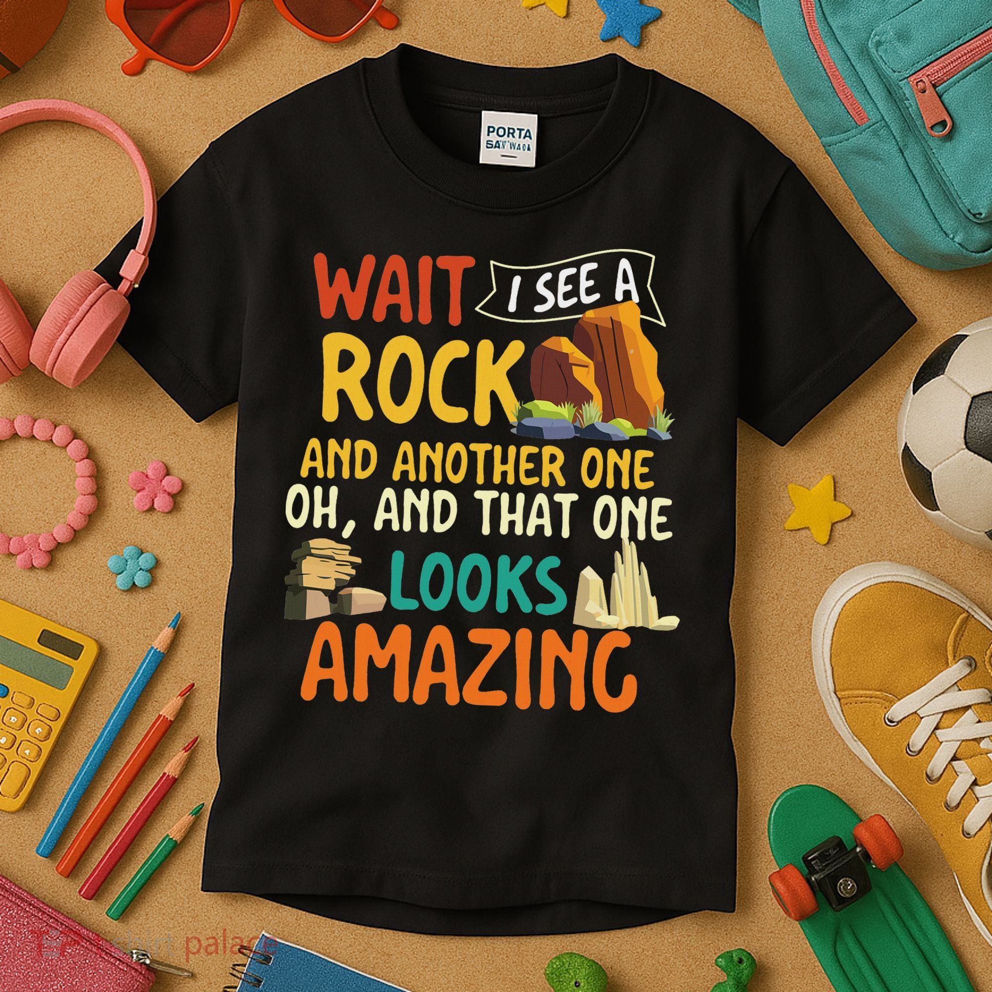 Wait I See A Rock Rock Collector Geode Hunter Geology Kids T-Shirt