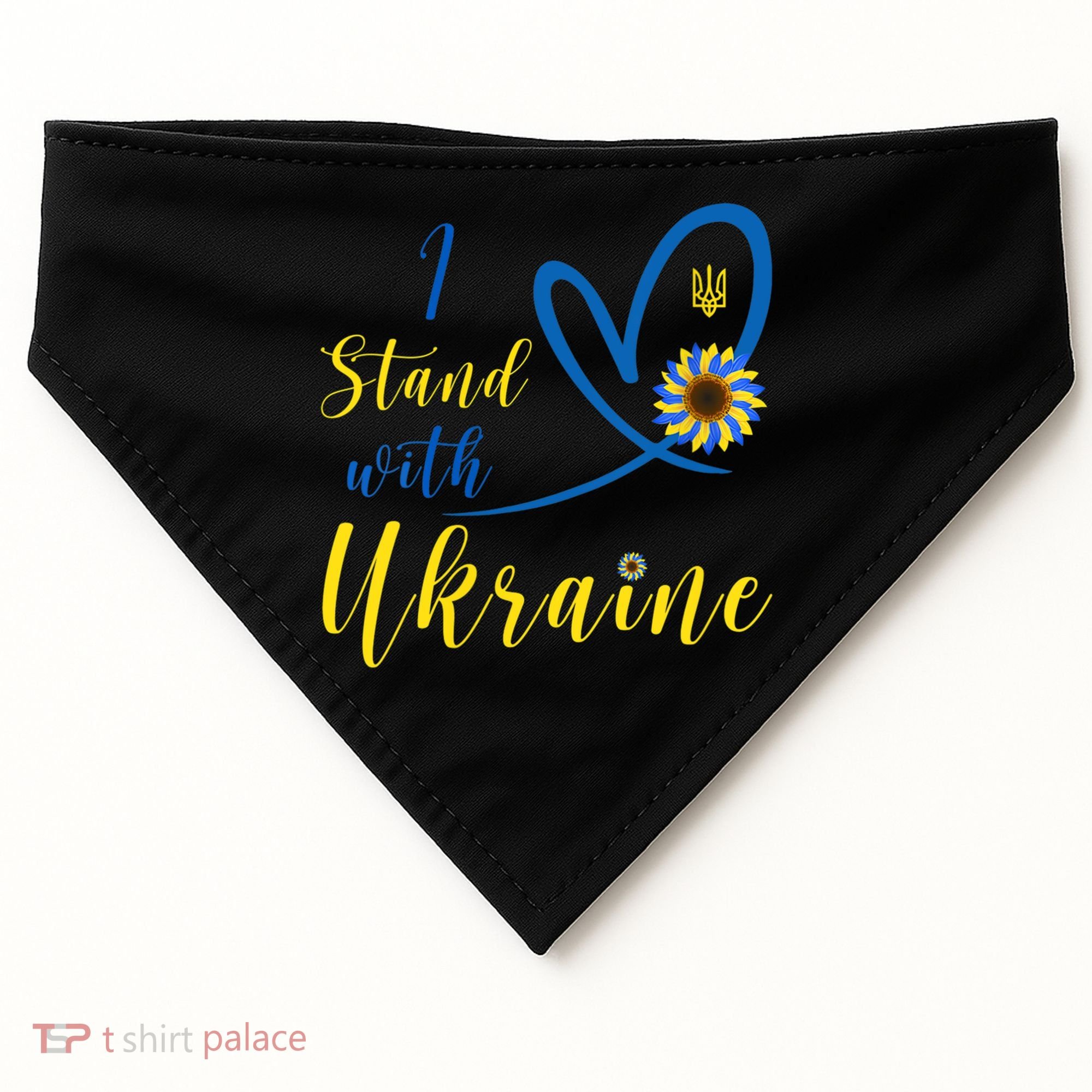 Wo I Stand With Ukraine Heart Sunflower Flag Symbol Gift USA-Made Doggie Bandana