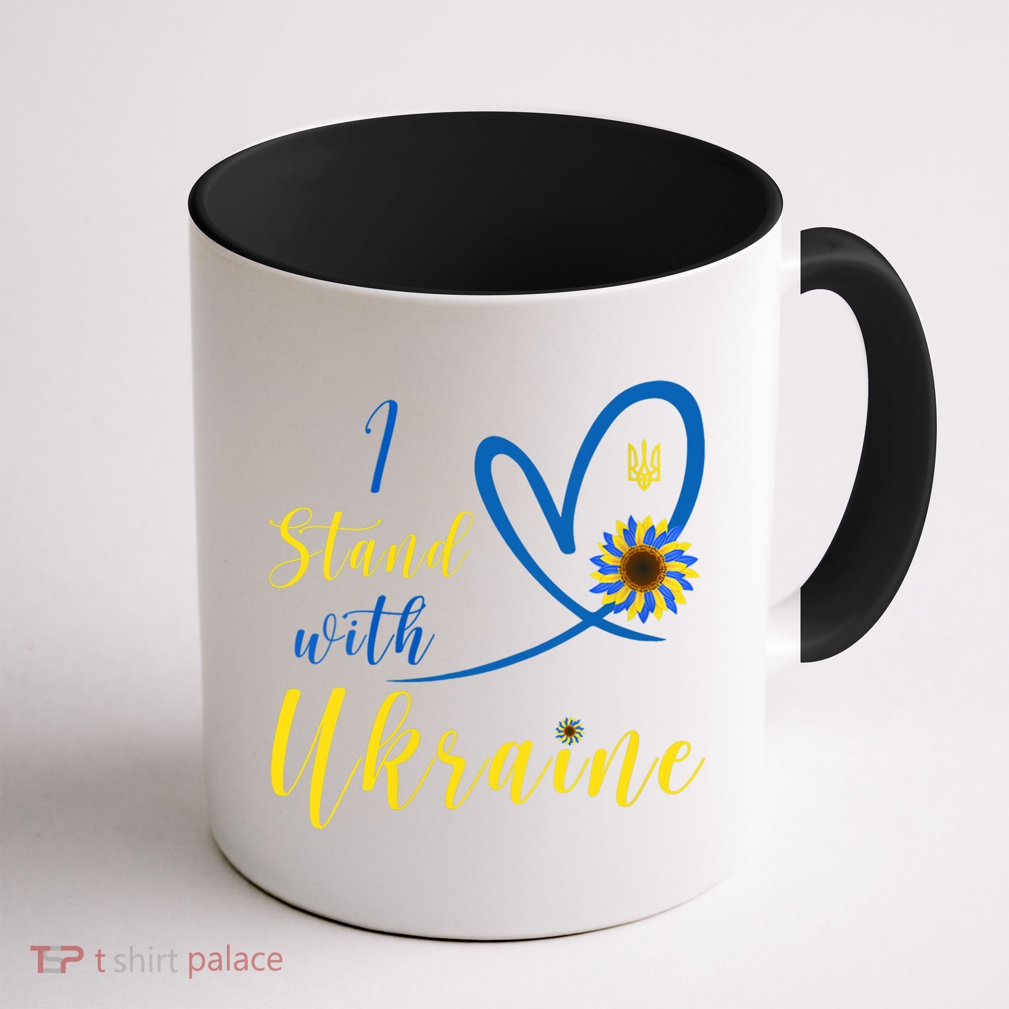 Wo I Stand With Ukraine Heart Sunflower Flag Symbol Gift Coffee Mug