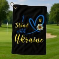 Wo I Stand With Ukraine Heart Sunflower Flag Symbol Gift Golf Towel thumb 1