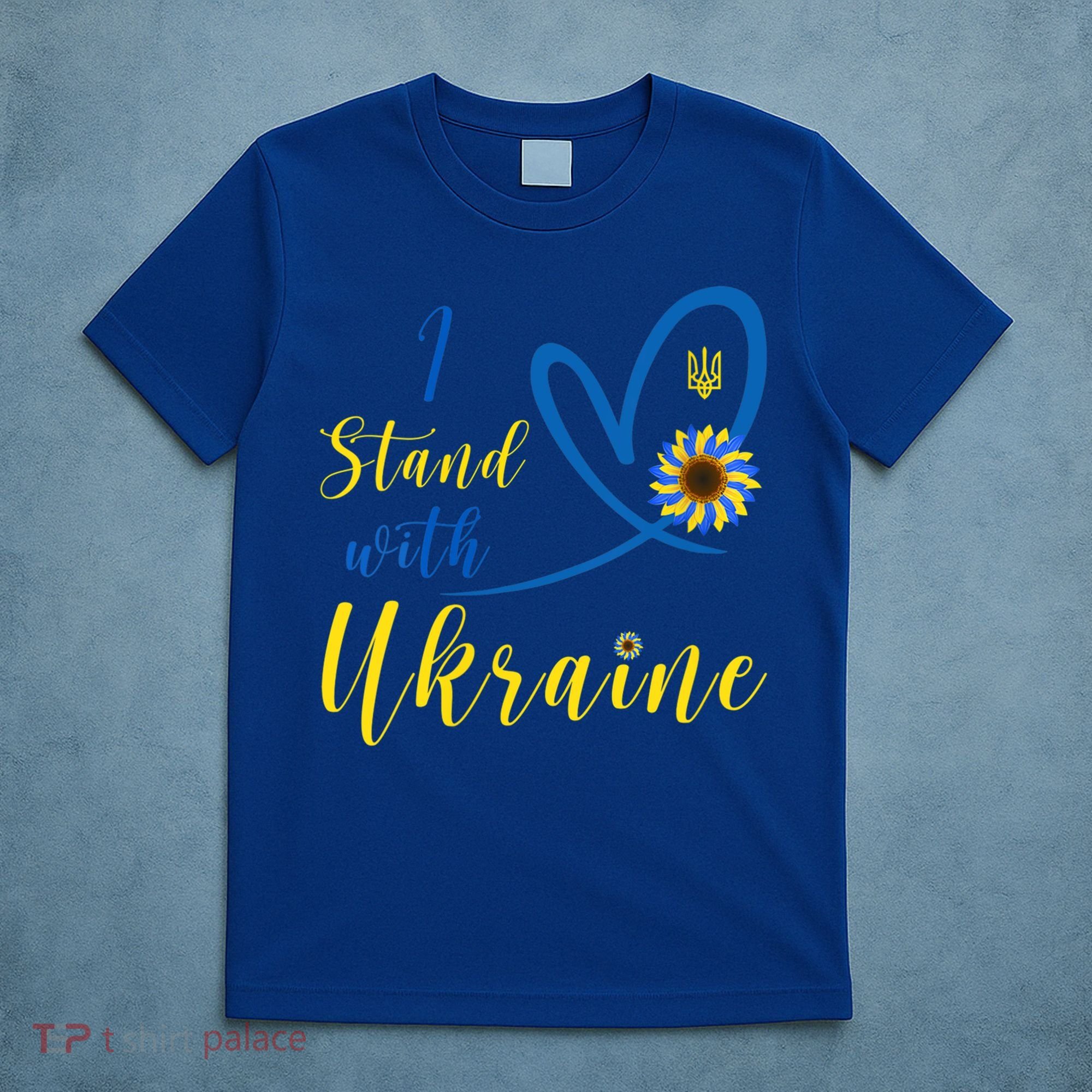 Wo I Stand With Ukraine Heart Sunflower Flag Symbol Gift T-Shirt