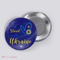 Wo I Stand With Ukraine Heart Sunflower Flag Symbol Gift Button thumb 0