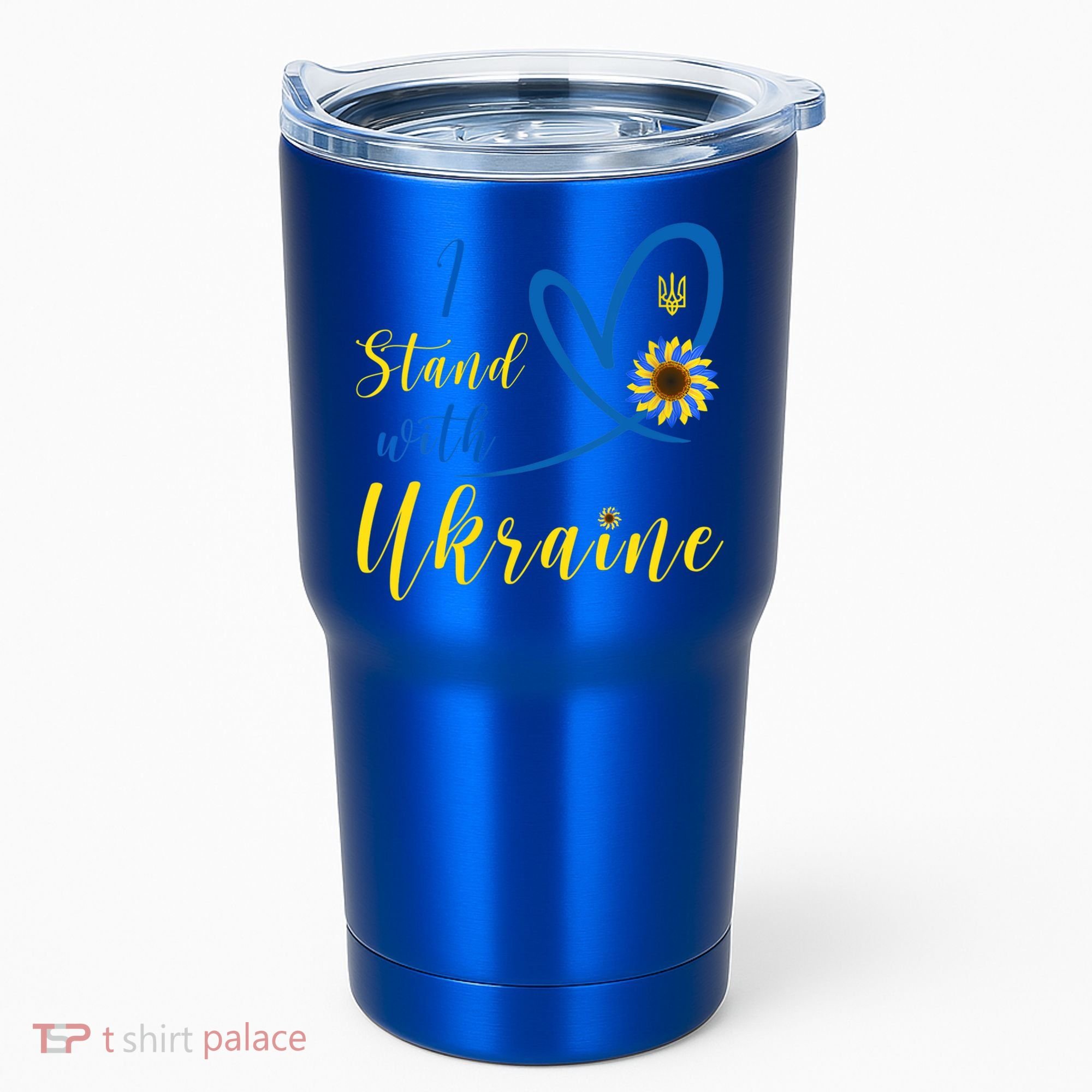 Wo I Stand With Ukraine Heart Sunflower Flag Symbol Gift Tumbler