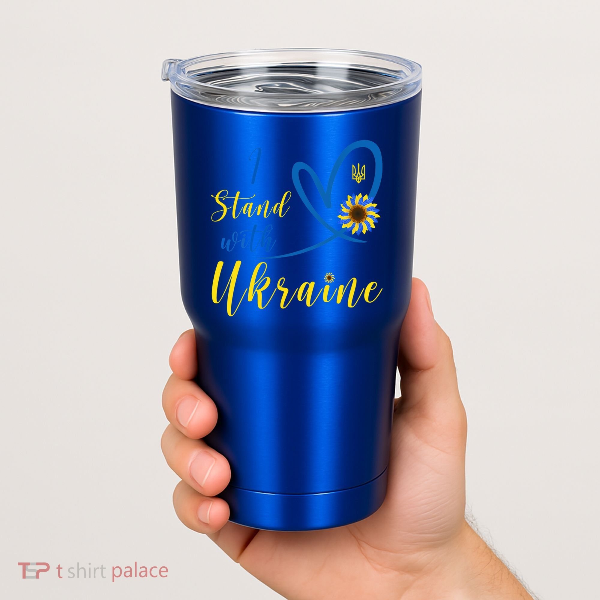 Wo I Stand With Ukraine Heart Sunflower Flag Symbol Gift Tumbler