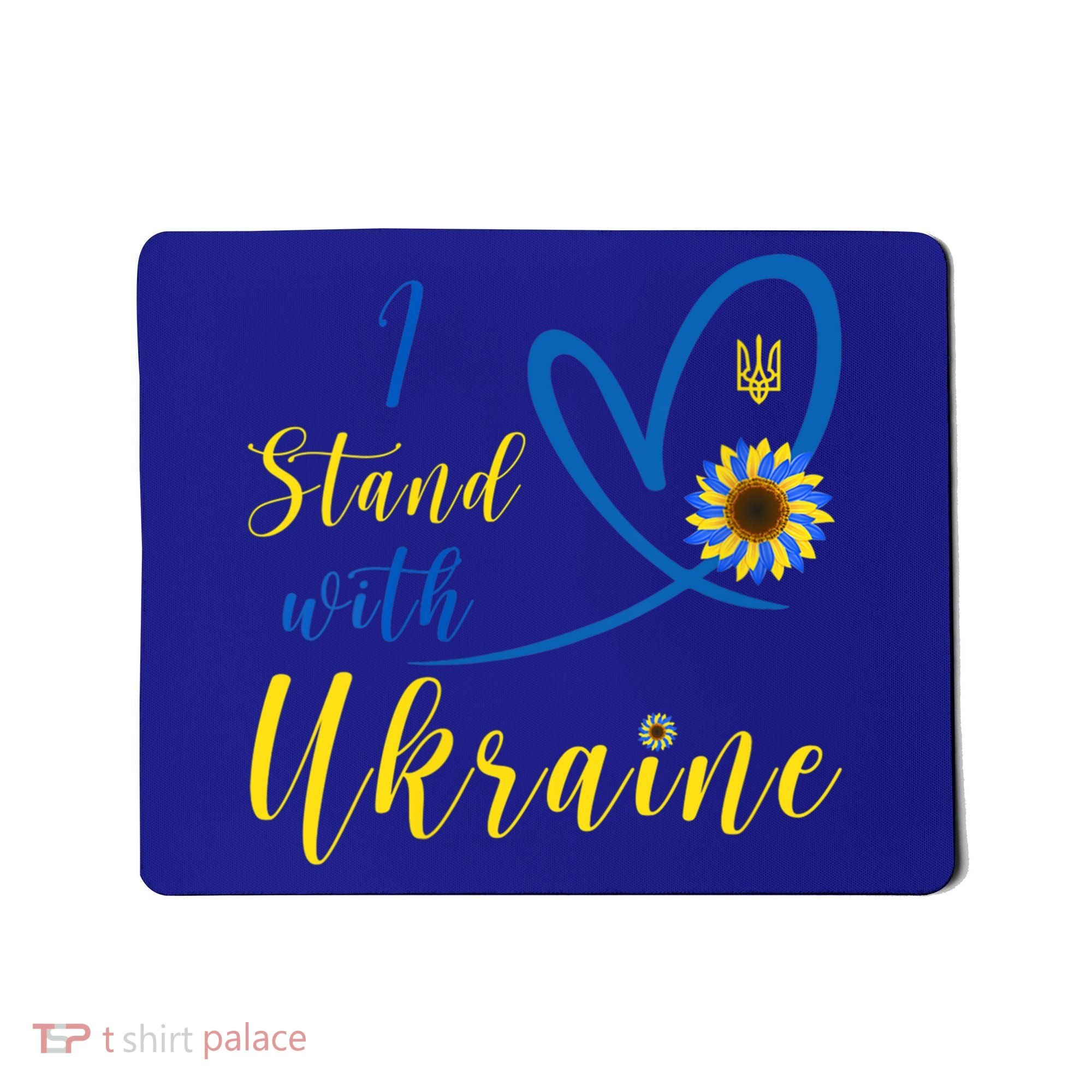 Wo I Stand With Ukraine Heart Sunflower Flag Symbol Gift Mousepad