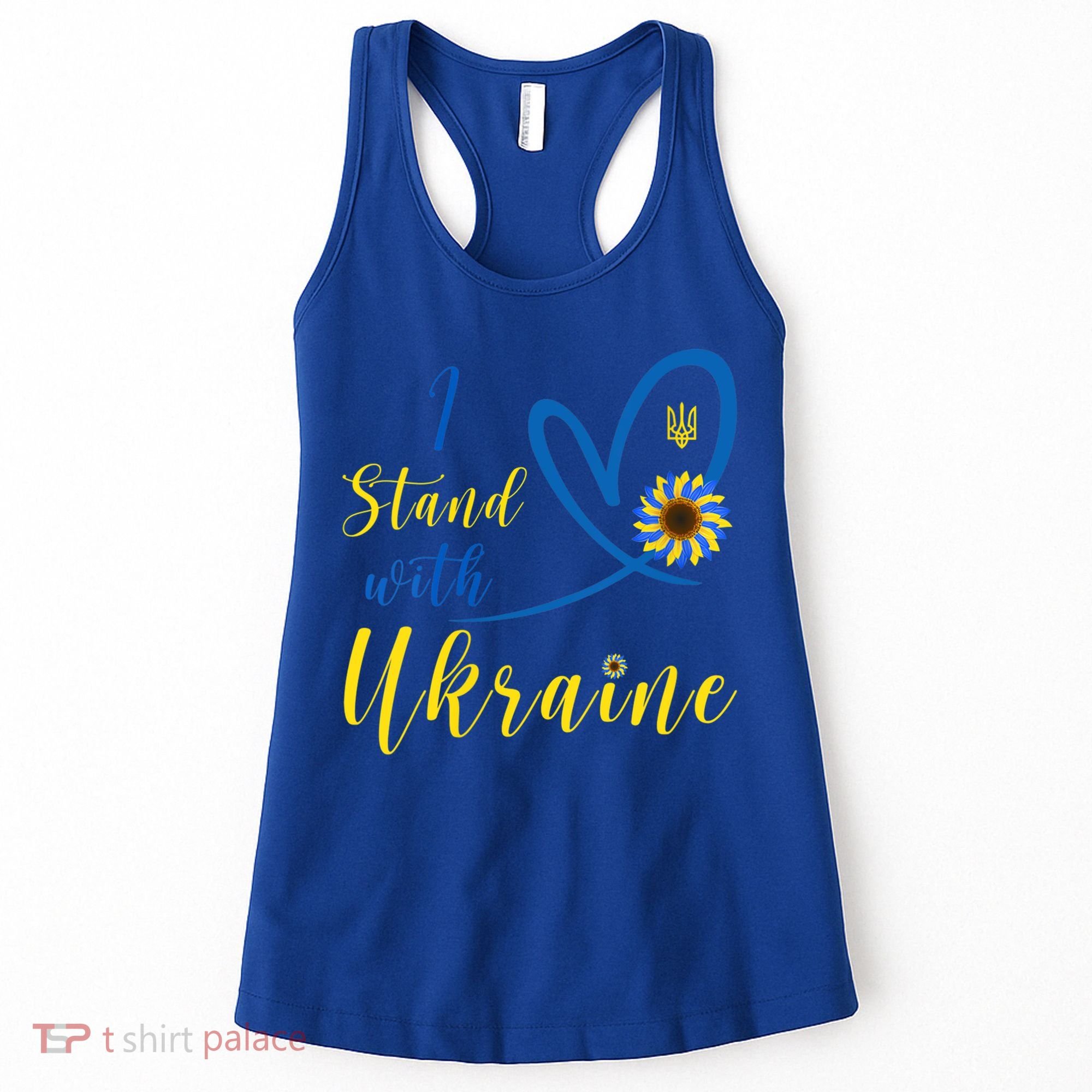 Wo I Stand With Ukraine Heart Sunflower Flag Symbol Gift Women's Tank Top