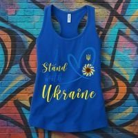 Wo I Stand With Ukraine Heart Sunflower Flag Symbol Gift Women's Tank Top thumb 3