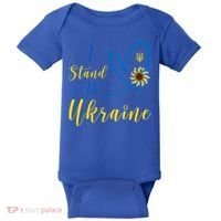 Wo I Stand With Ukraine Heart Sunflower Flag Symbol Gift Baby Bodysuit thumb 0