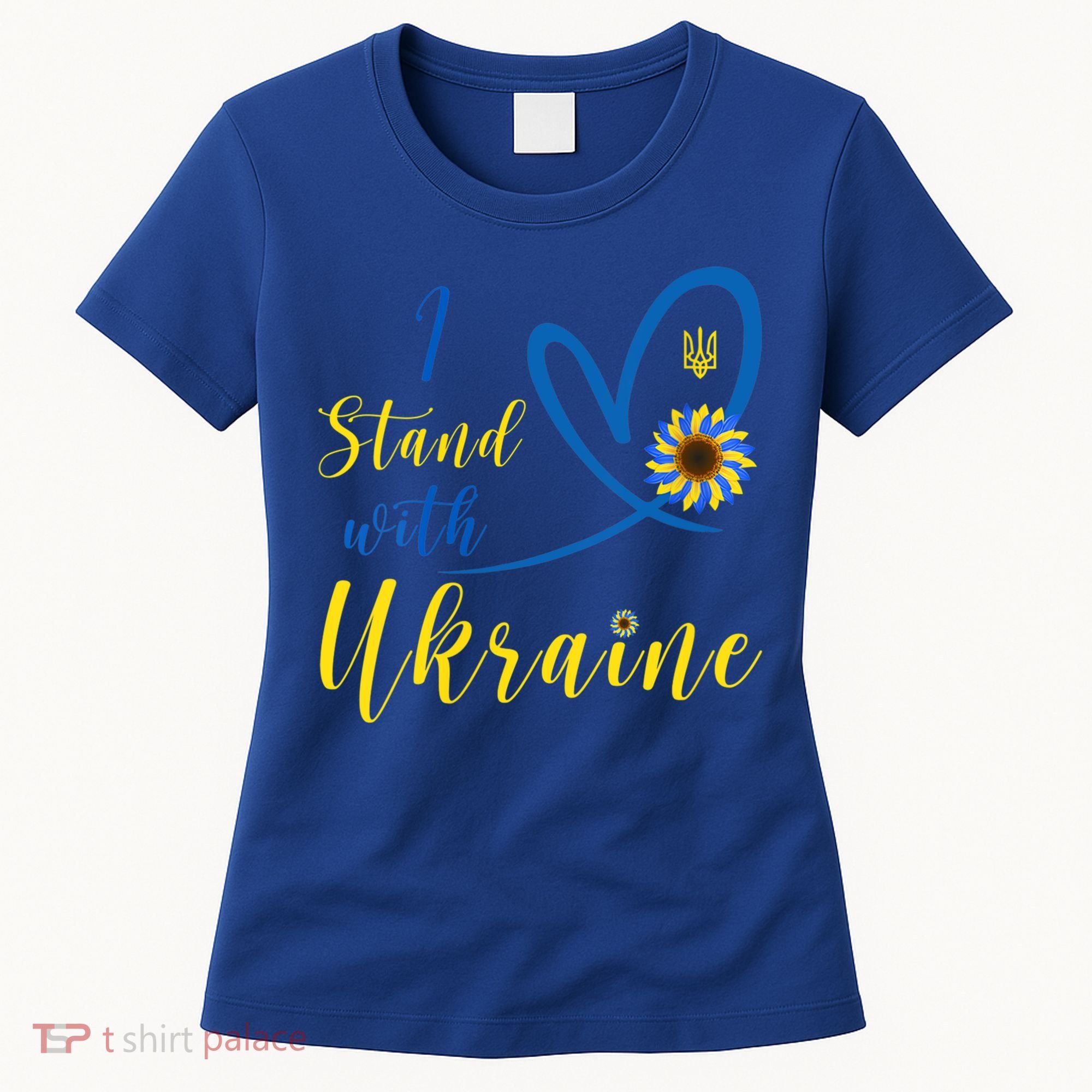 Wo I Stand With Ukraine Heart Sunflower Flag Symbol Gift Women's T-Shirt