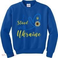 Wo I Stand With Ukraine Heart Sunflower Flag Symbol Gift Kids Sweatshirt thumb 0