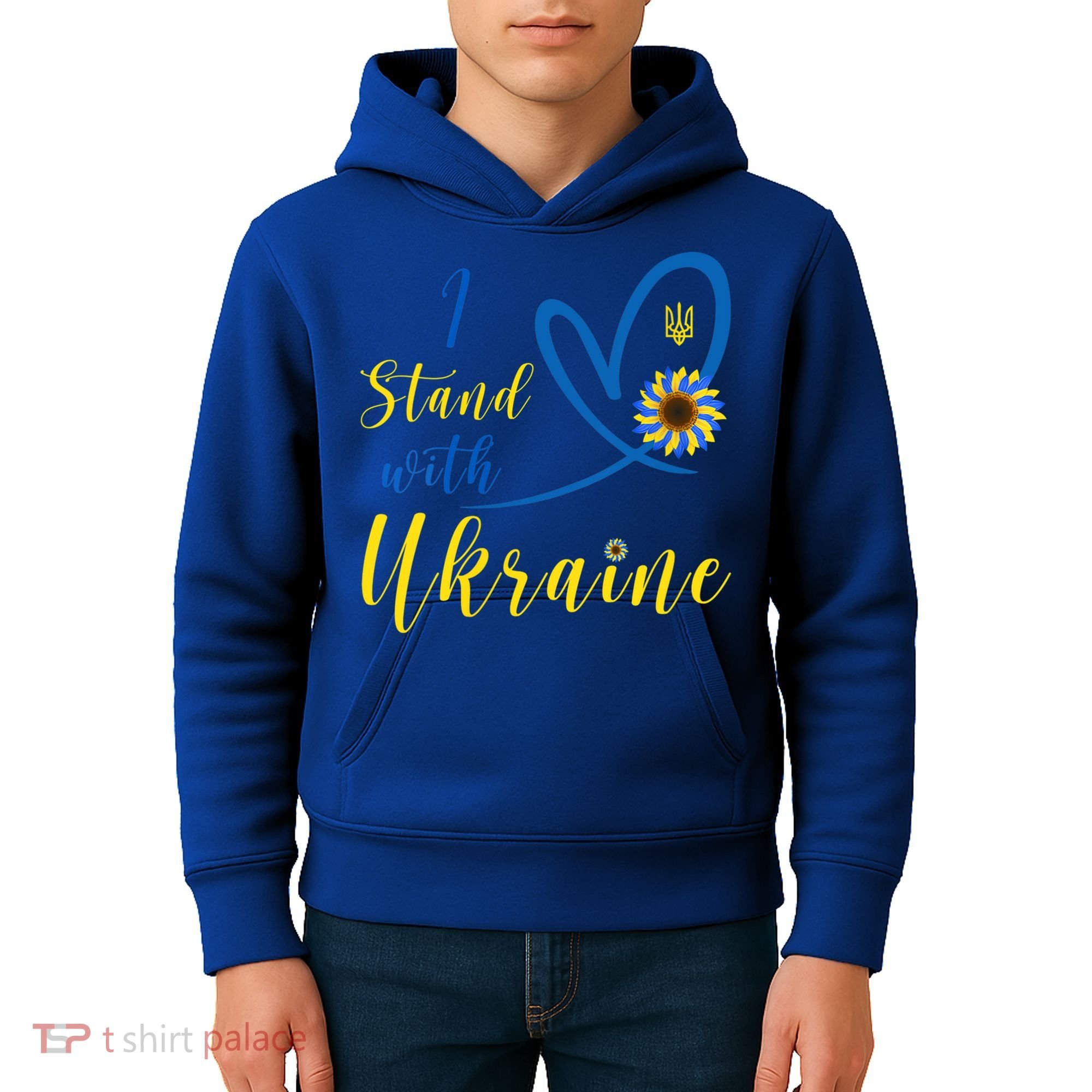 Wo I Stand With Ukraine Heart Sunflower Flag Symbol Gift Kids Hoodie