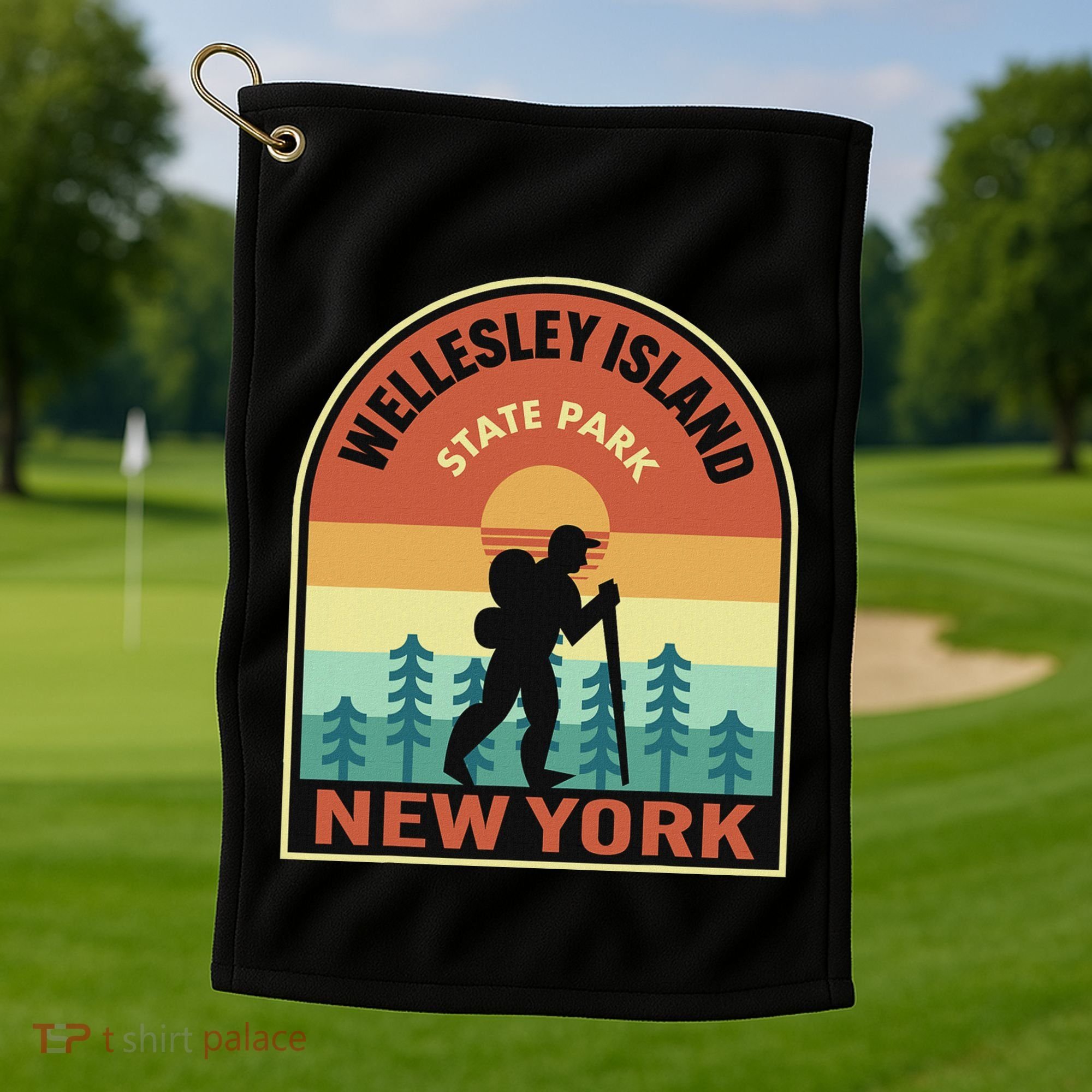 Wellesley Island State Park New York Retro Hiking Golf Towel