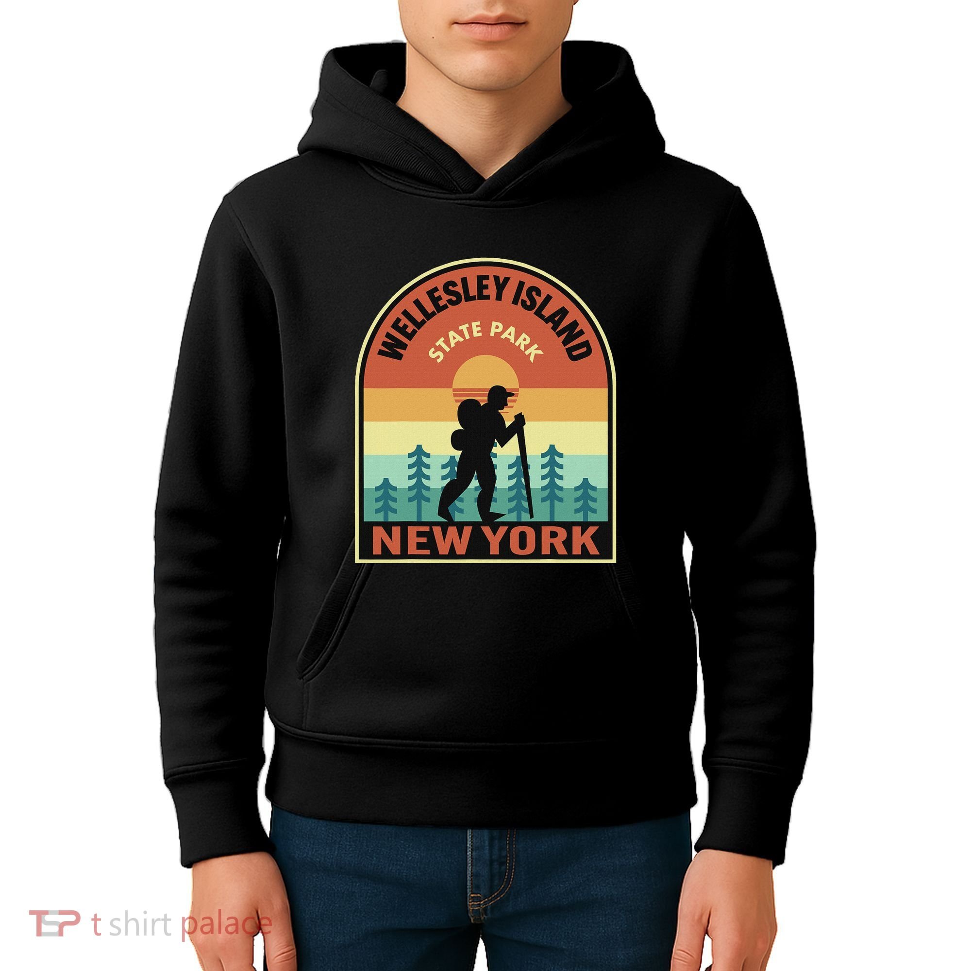 Wellesley Island State Park New York Retro Hiking Kids Hoodie