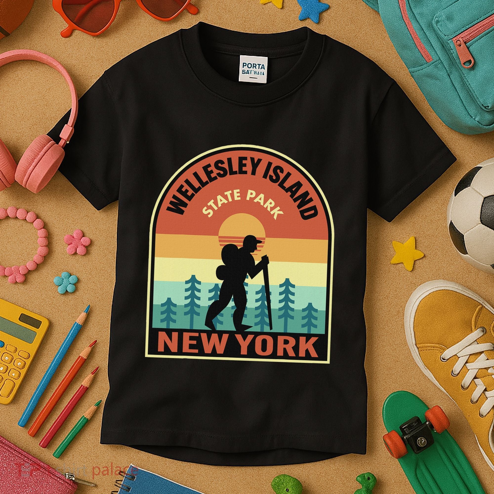 Wellesley Island State Park New York Retro Hiking Kids T-Shirt