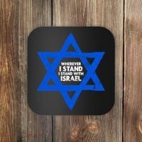 Wherever I Stand I Stand With Israel Jewish Distressed Coaster thumb 0