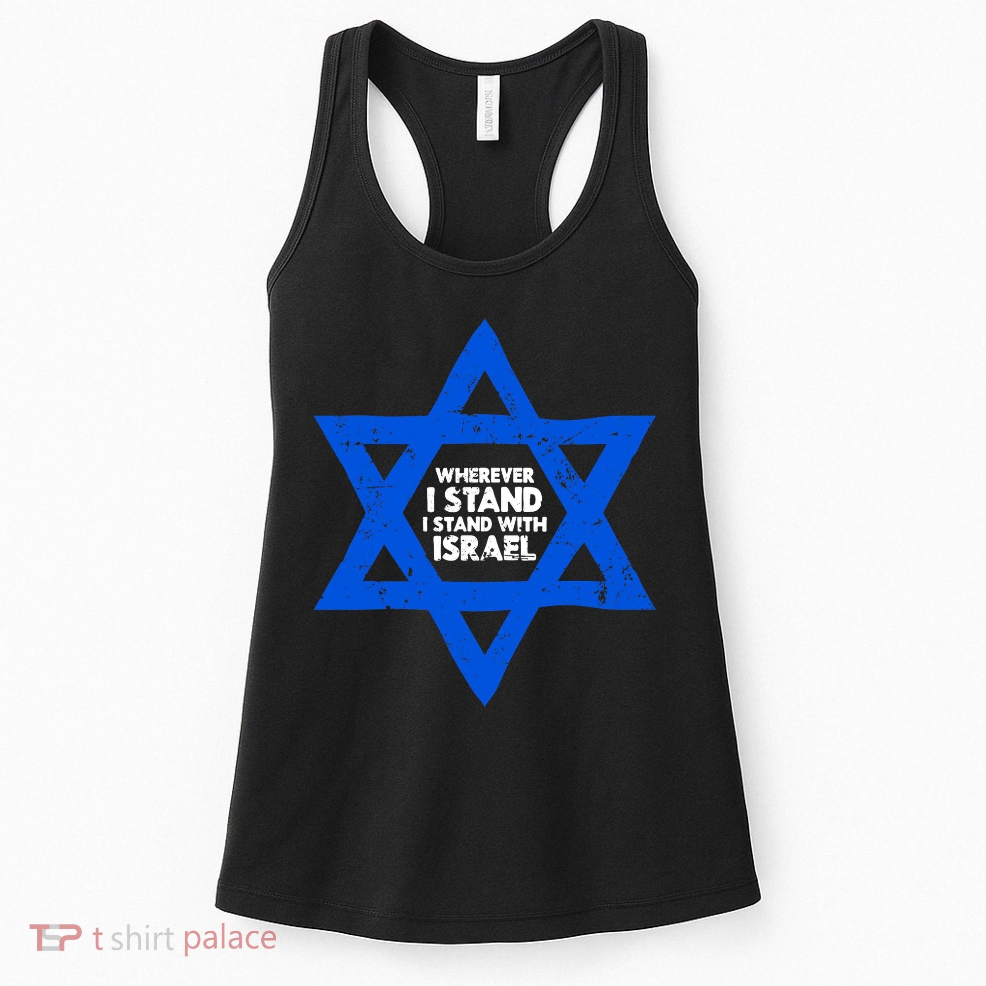 Wherever I Stand I Stand With Israel Jewish Distressed Women's Tank Top