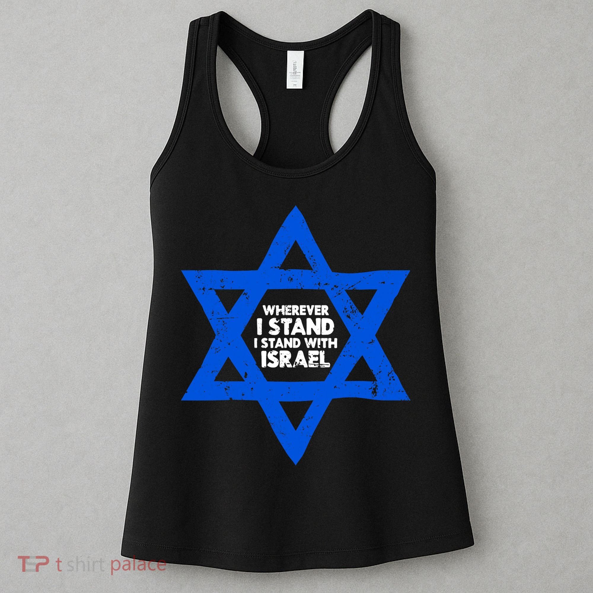 Wherever I Stand I Stand With Israel Jewish Distressed Women's Tank Top