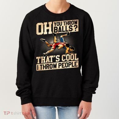 Wrestling I Throw People Funny Gift For Wrestler Backside  Women's Sweatshirt