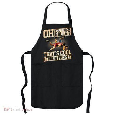 Wrestling I Throw People Funny Gift For Wrestler Backside  Apron