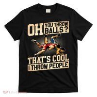 Wrestling I Throw People Funny Gift For Wrestler Backside  T-Shirt thumb 0