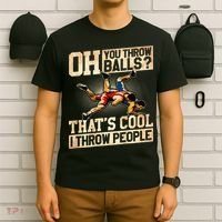 Wrestling I Throw People Funny Gift For Wrestler Backside  T-Shirt thumb 6