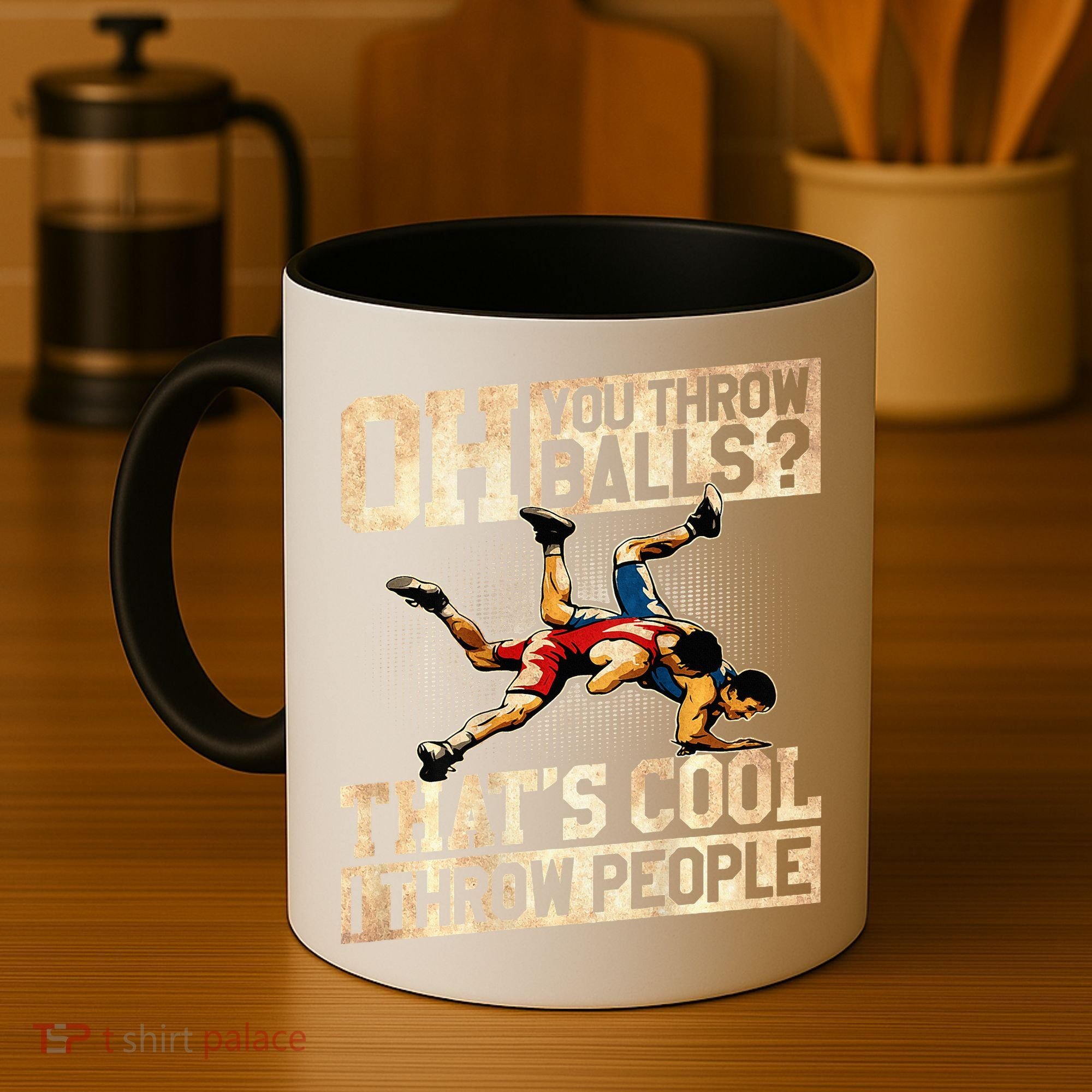 Wrestling I Throw People Funny Gift For Wrestler Backside  Coffee Mug