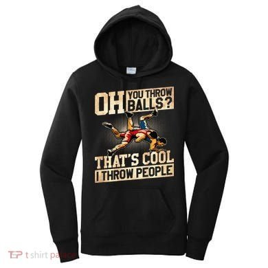 Wrestling I Throw People Funny Gift For Wrestler Backside  Women's Hoodie