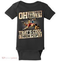 Wrestling I Throw People Funny Gift For Wrestler Backside  Baby Bodysuit thumb 0