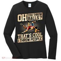 Wrestling I Throw People Funny Gift For Wrestler Backside  Women's Long Sleeve Shirt thumb 0
