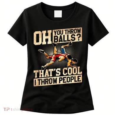 Wrestling I Throw People Funny Gift For Wrestler Backside  Women's T-Shirt