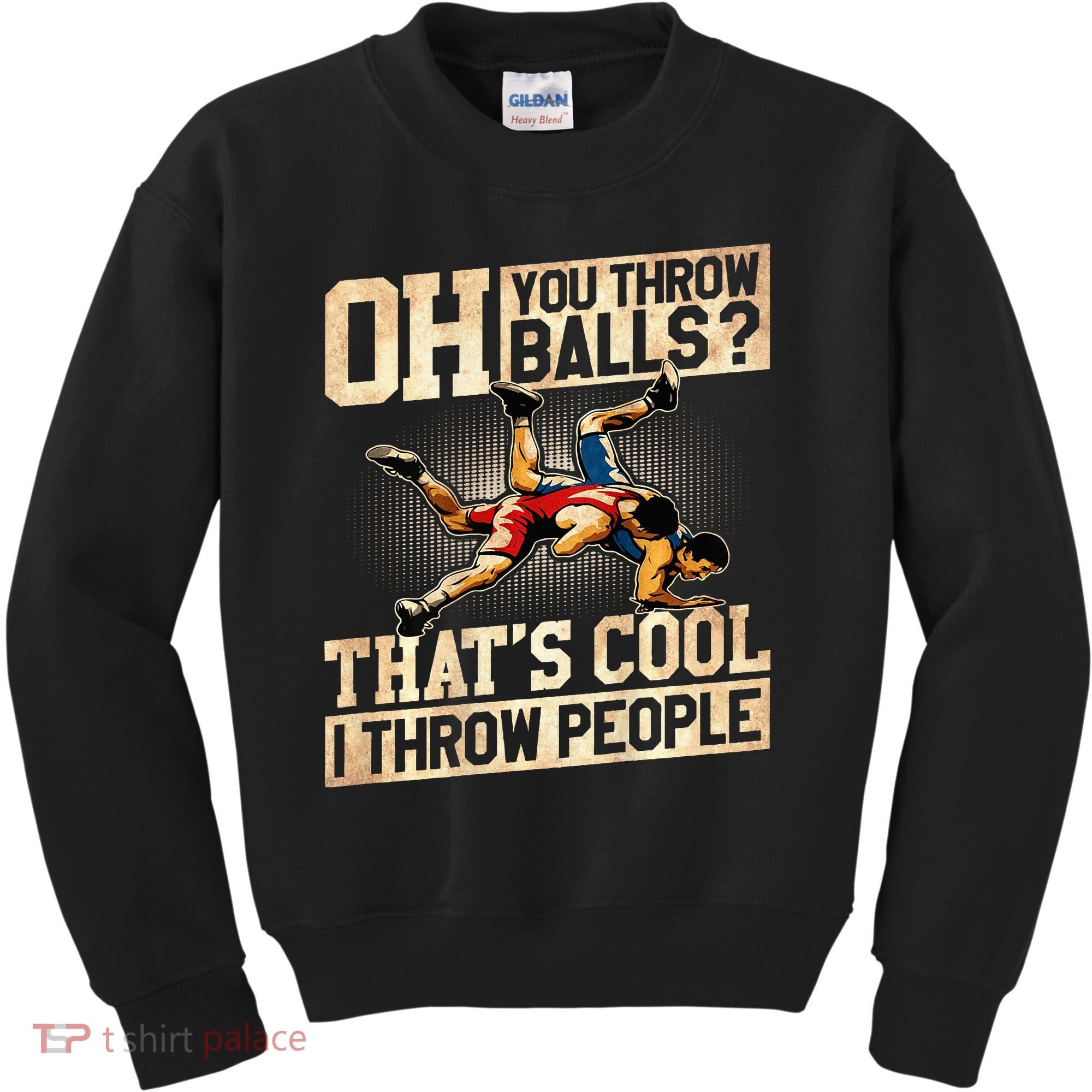 Wrestling I Throw People Funny Gift For Wrestler Backside  Kids Sweatshirt
