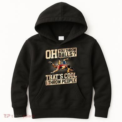 Wrestling I Throw People Funny Gift For Wrestler Backside  Kids Hoodie