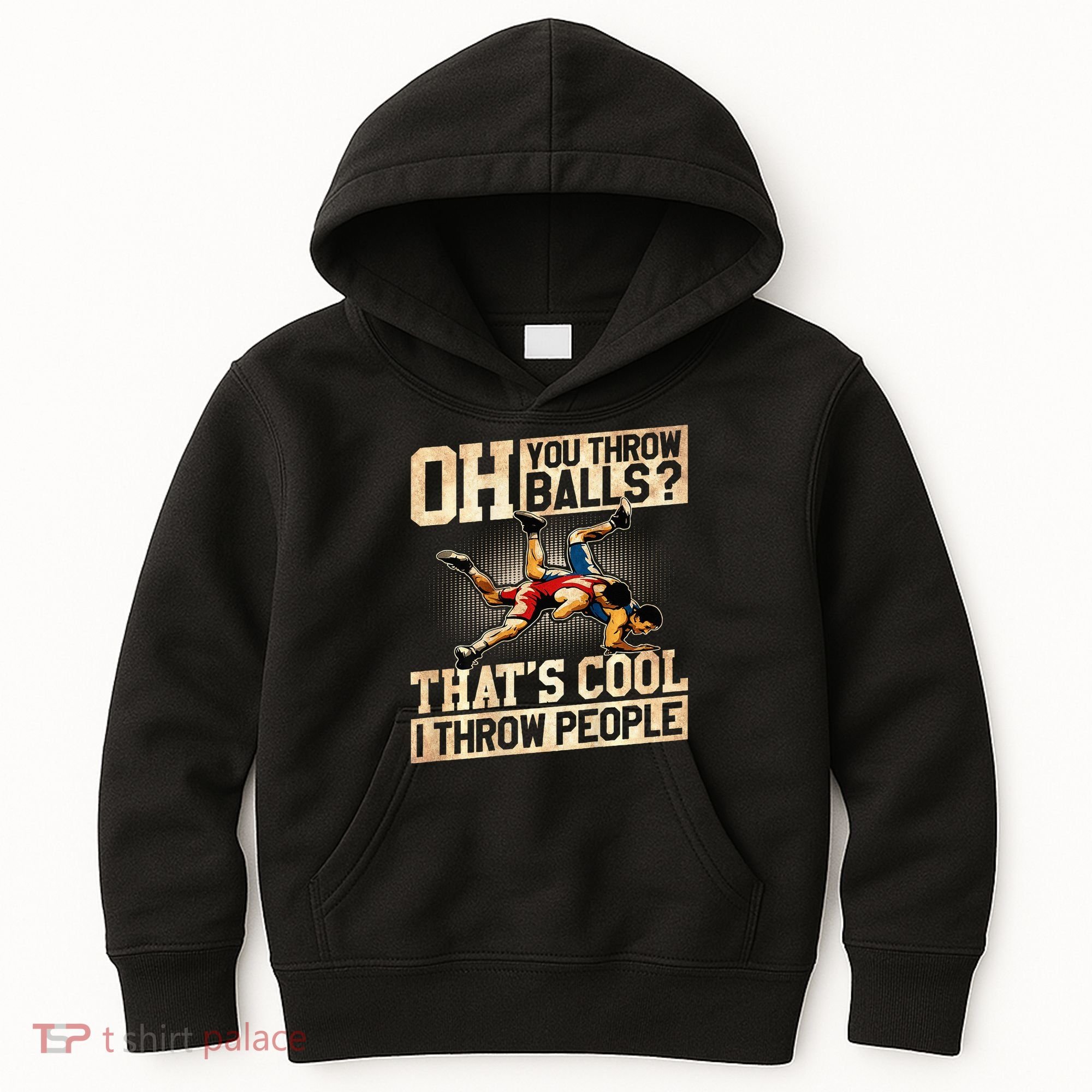 Wrestling I Throw People Funny Gift For Wrestler Backside  Kids Hoodie
