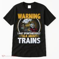 Warning I Talk About Trains Railroad Trainspotter Tall T-Shirt thumb 0