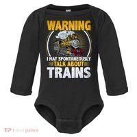 Warning I Talk About Trains Railroad Trainspotter Baby Long Sleeve Bodysuit thumb 0