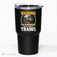 Warning I Talk About Trains Railroad Trainspotter Tumbler thumb 0