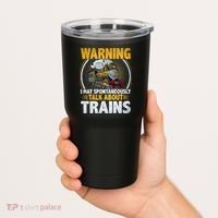 Warning I Talk About Trains Railroad Trainspotter Tumbler thumb 2
