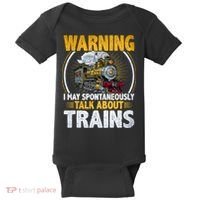 Warning I Talk About Trains Railroad Trainspotter Baby Bodysuit thumb 0