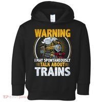 Warning I Talk About Trains Railroad Trainspotter Toddler Hoodie thumb 0