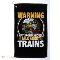 Warning I Talk About Trains Railroad Trainspotter Golf Towel thumb 0