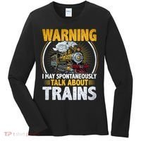 Warning I Talk About Trains Railroad Trainspotter Women's Long Sleeve Shirt thumb 0