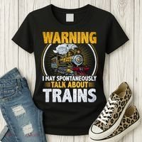 Warning I Talk About Trains Railroad Trainspotter Women's T-Shirt thumb 3